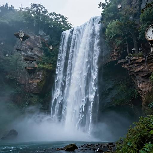 Surreal Waterfall in Dreamlike Landscape