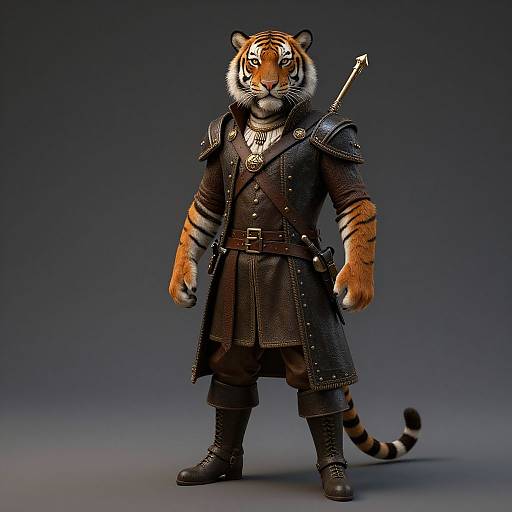 Tiger Man Corsair in Medieval Fantasy Outfit