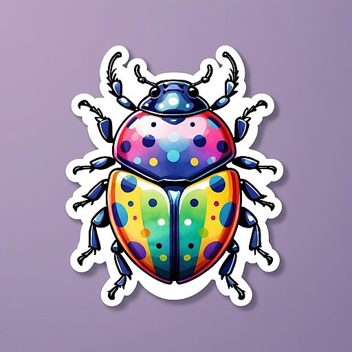 Vibrant Kawaii Beetle Sticker Design Vibrant Kawaii Beetle Sticker Design