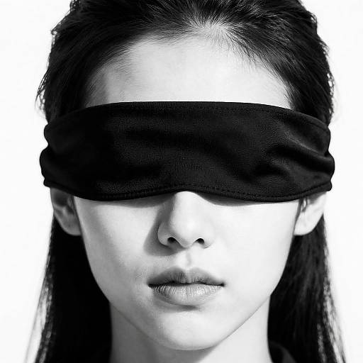 Cinematic Ink Portrait with Blindfolded Face
