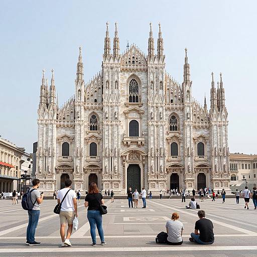 Milan Cathedral Square with Diverse Visitors