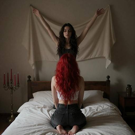 Rustic Room with Enigmatic Figures