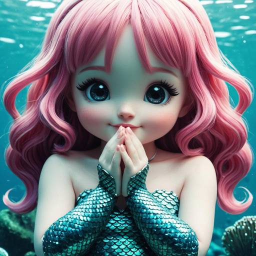 Blushing Kawaii Mermaid in 3D Animation