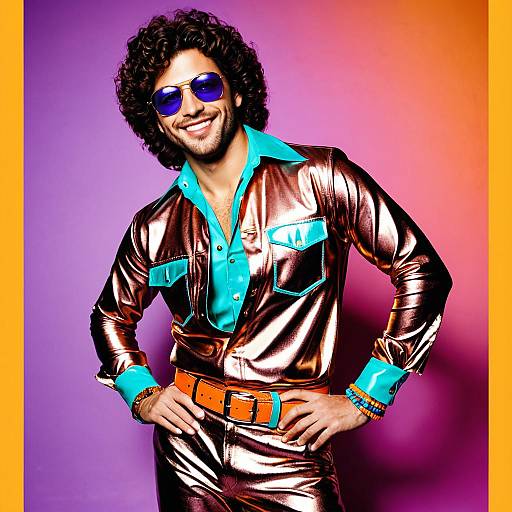 Retro 70s Roller Disco Fashion Model