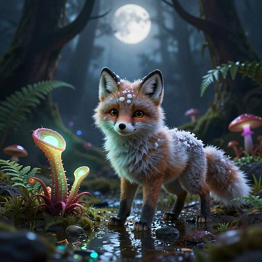 Chibi Moonlit Bioluminescent Arctic Fox Kit