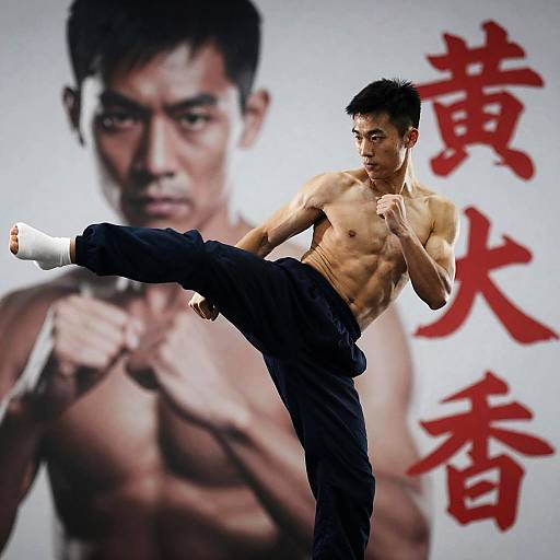 Martial Arts Action Shot with Intriguing Background