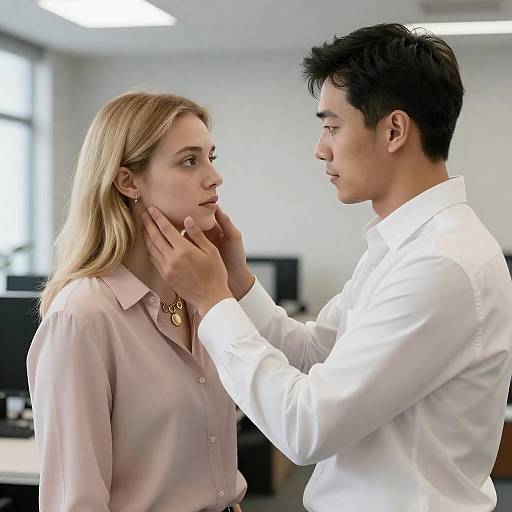 Intimate Office Moment Between Colleagues