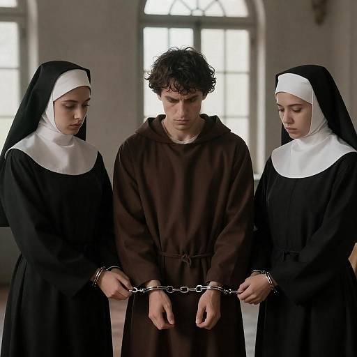 Intense Encounter in Dimly Lit Room