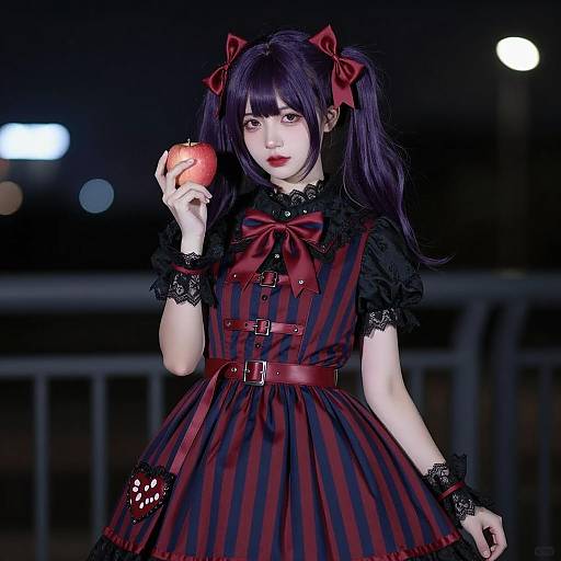 Gothic Lolita in Urban Nightscape