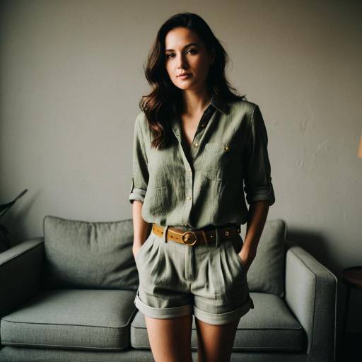 Stylish Woman in Casual Linen Outfit