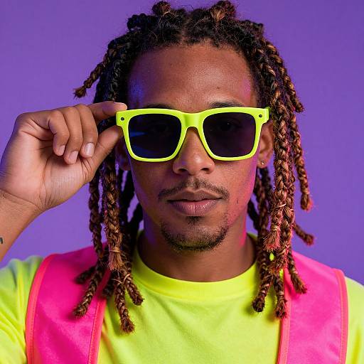 Neon Rave Man with Dreadlocks
