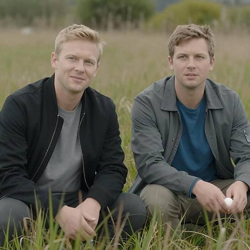 Two Men Relaxing in Tall Grass