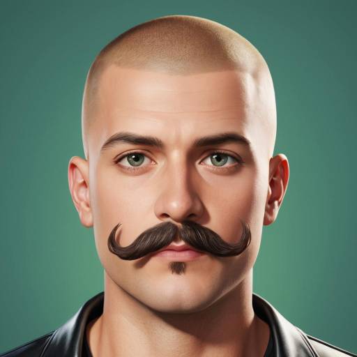 Bald Man with Styled Mustache and Goatee