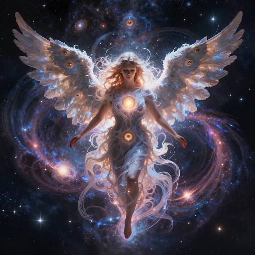 Multi-Eyed Angel in Cosmic Galaxy