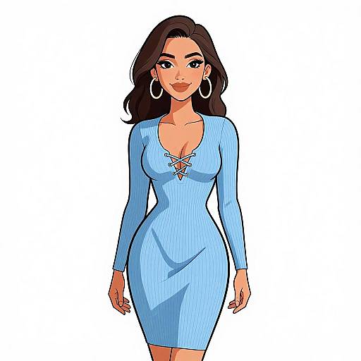 Stylish Woman in Pastel Blue Dress