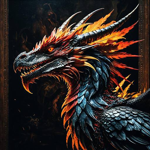 Fiery Dragon in Renaissance Art Style