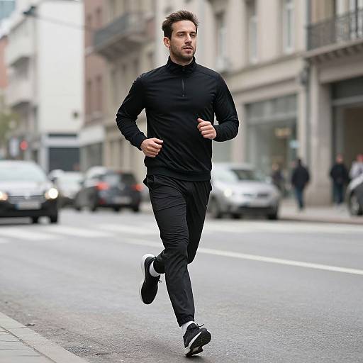 Man Running in Urban Streetwear