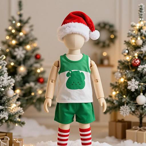 Festive Mannequin in Cozy Christmas Setting