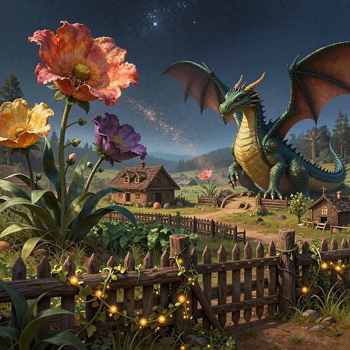 Enchanted Fantasy Farm with Dragons