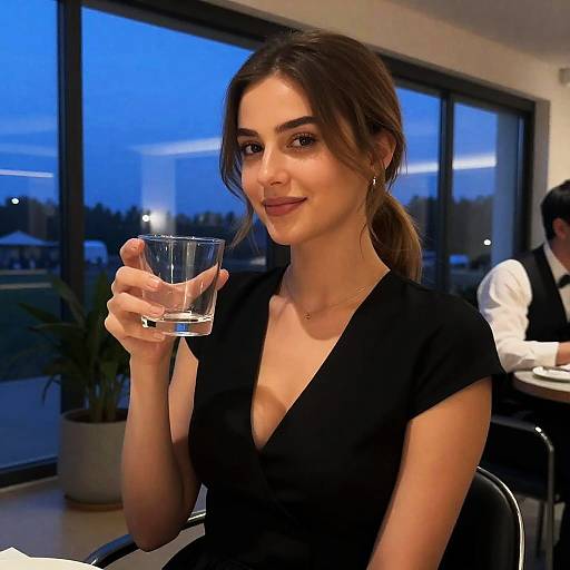 Elegant Woman in Evening Setting