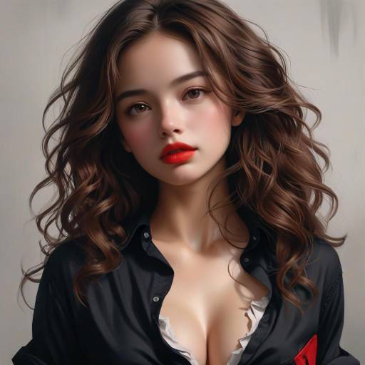 Realistic Portrait of a Brown-Haired Girl
