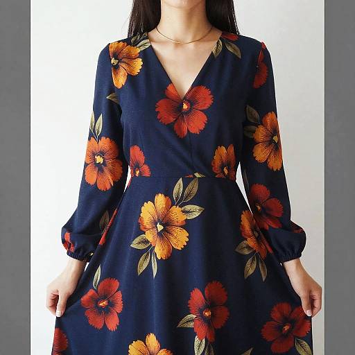 Woman in Vibrant Floral Dress