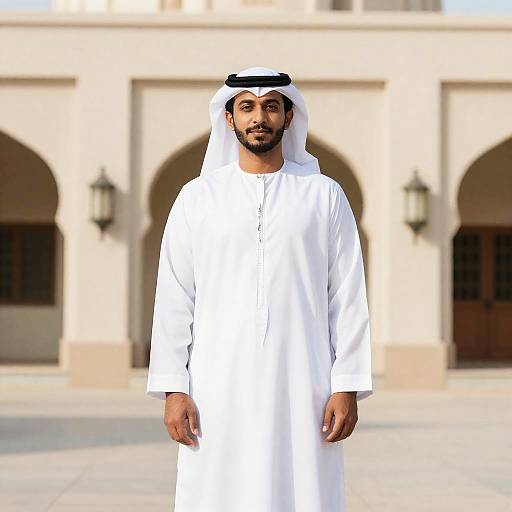 Man Wearing Traditional White Thobe