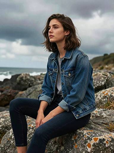 Moody Coastal Portrait in Classic Denim