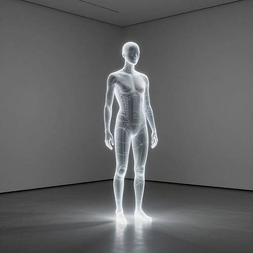 Futuristic Hologram in Minimalist Gallery
