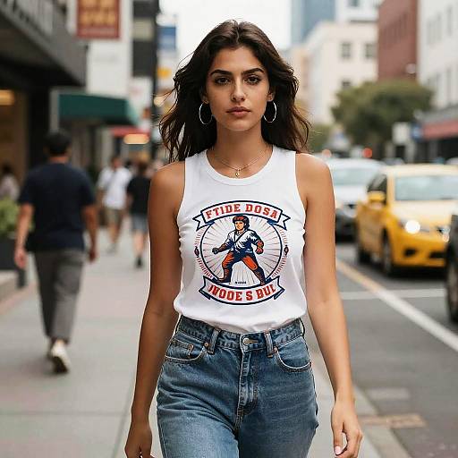 Woman in Tank Top City Street