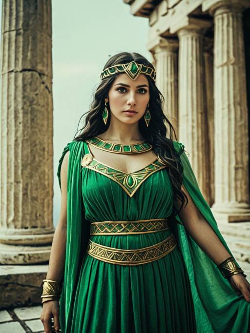 Woman in Green Greek Goddess Costume