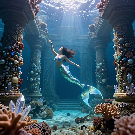 Enigmatic Mermaid Dance in Coral Sanctuary