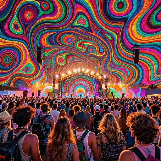 Psychedelic Stippling Festival Scene
