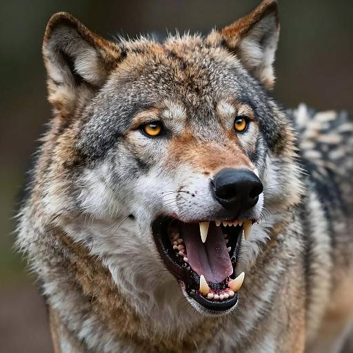 Intense Close-Up of Snarling Wolf