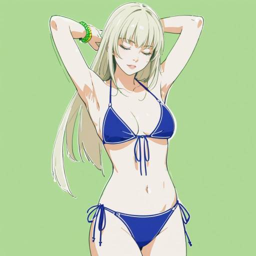 Girl in Lime Green Swimsuit Sketch