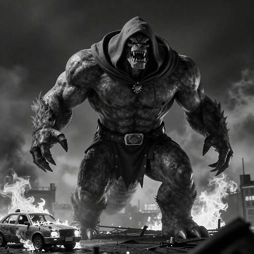 Dramatic Noir Monster on Rooftop