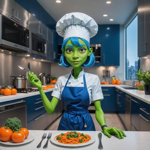 Vibrant Alien Chef in Modern Kitchen