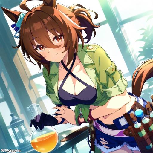 Illustration of Agnes tachyon (lunatic lab) (umamusume), umamusume in the style of Saipaco