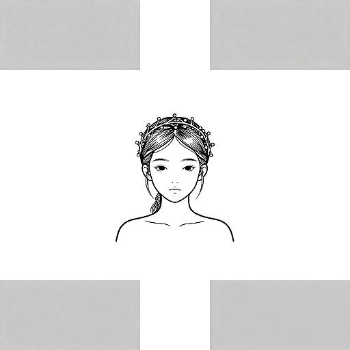 Minimalist Braided Girl Line Portrait
