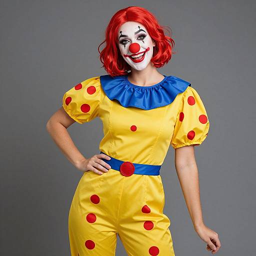 Vibrant Women's Clown Costume Model
