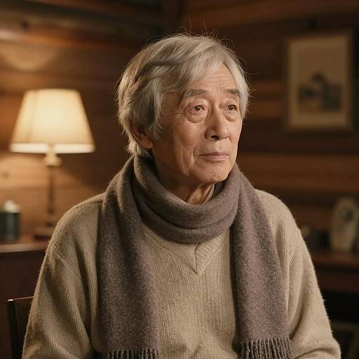 Cozy Shag Cut Elderly Man Portrait