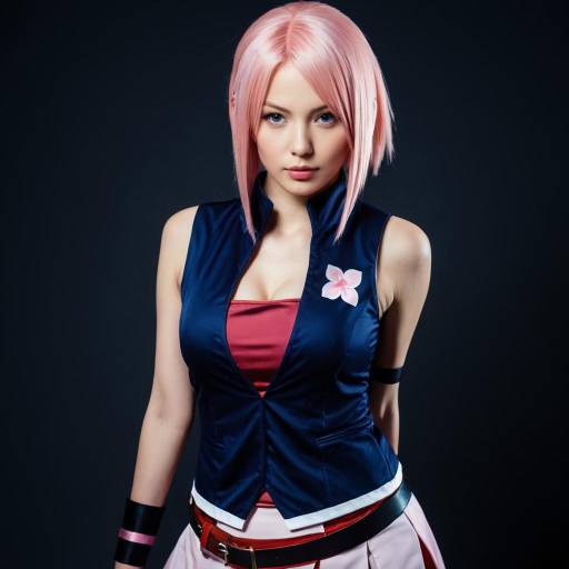 Cosplay Woman in Sakura Haruno Costume