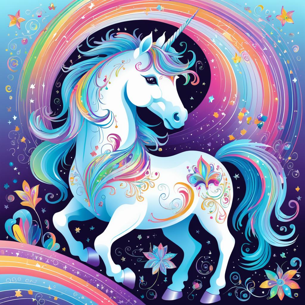 Enchanting Unicorn: Vibrant Line Art Design