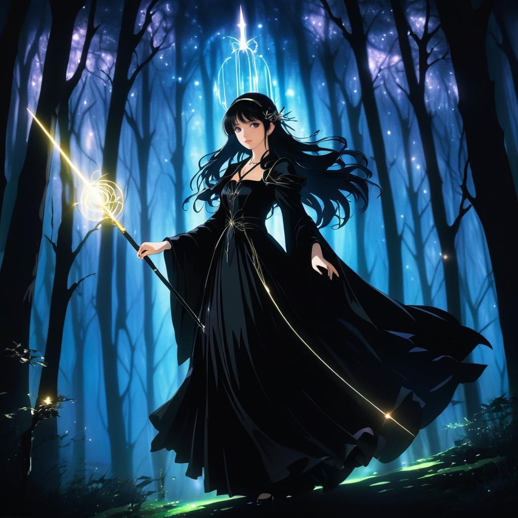 Elegant Witch in Enchanted Forest