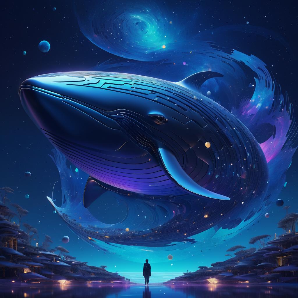 Cosmic Whale in Abstract Cinematic Art