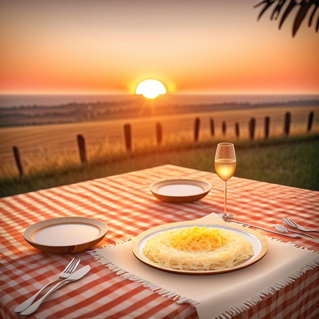 Rustic Table Setting at Sunset