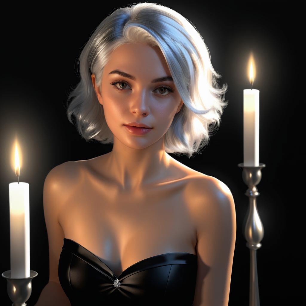 Photorealistic Candlelit Portrait of a Girl