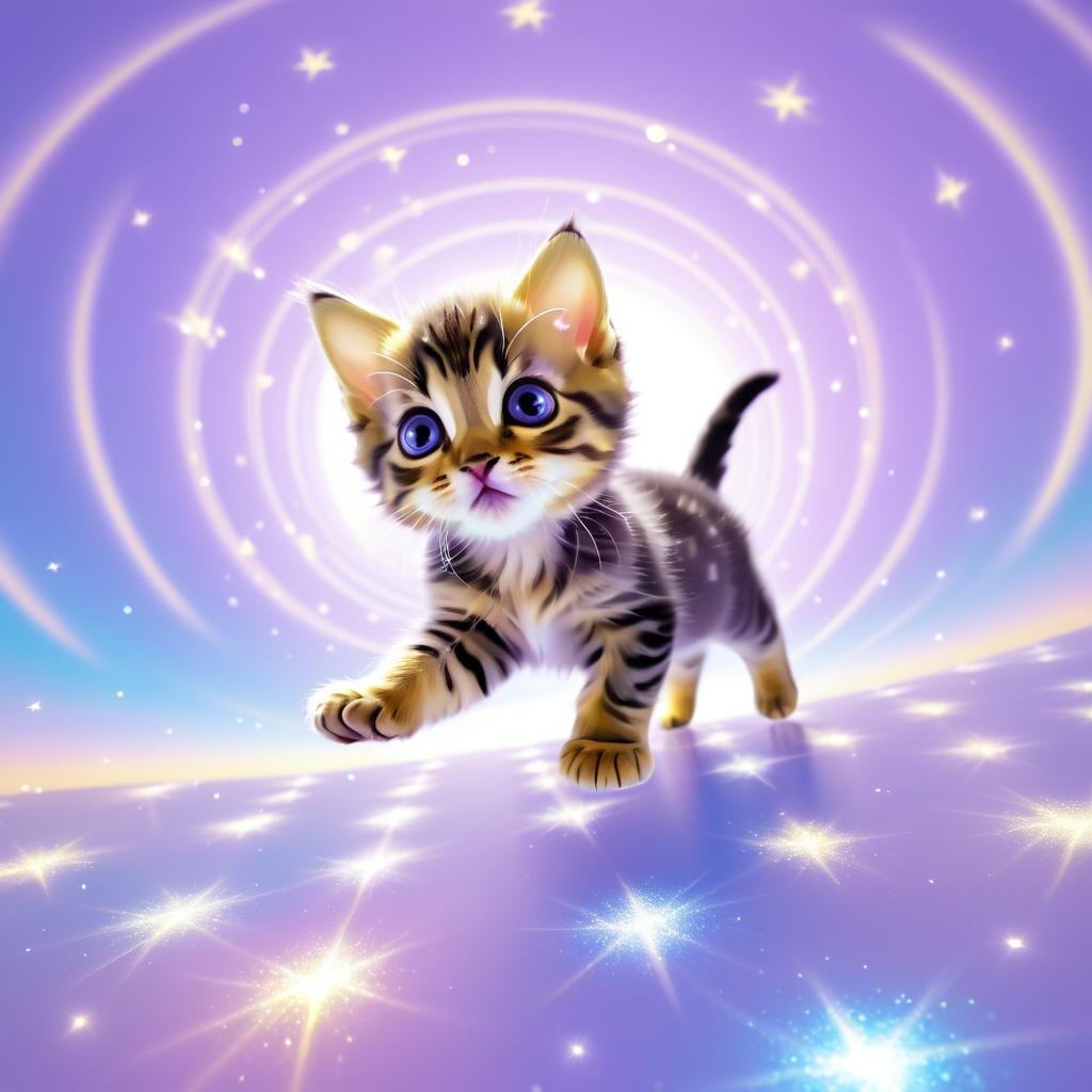 Playful Kitten in Magical Light