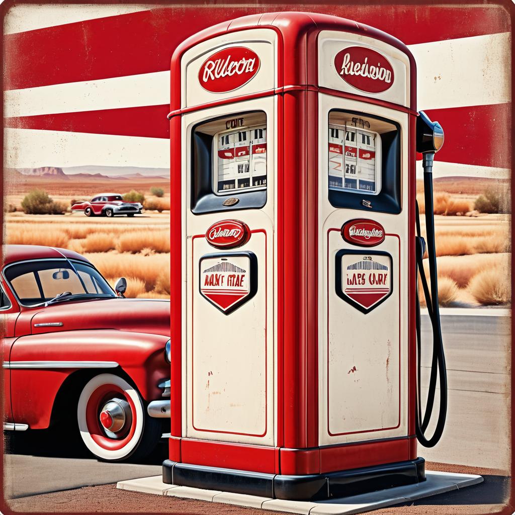 Nostalgic Vintage Gas Pump Illustration