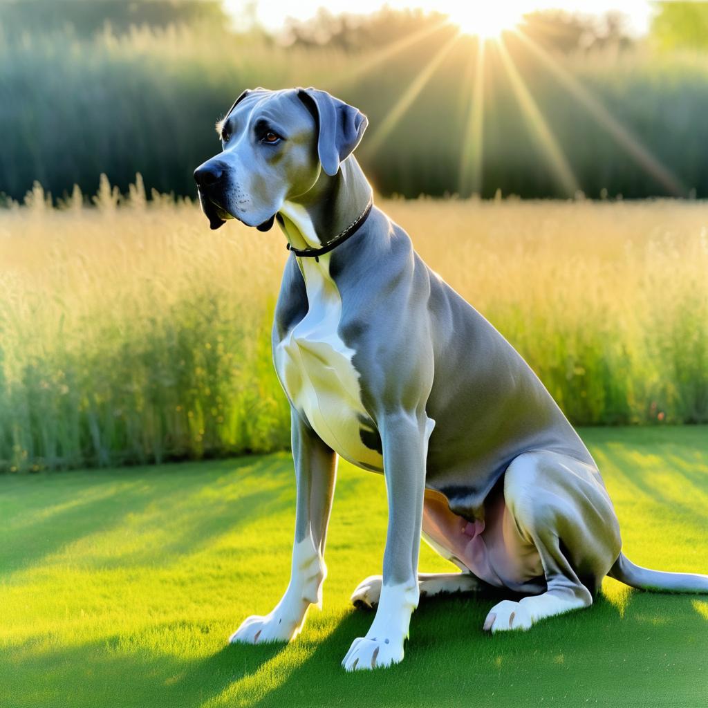 Monet-Inspired Gray Great Dane in Meadow